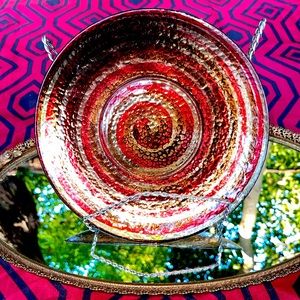 Red and gold swirled accent dish
